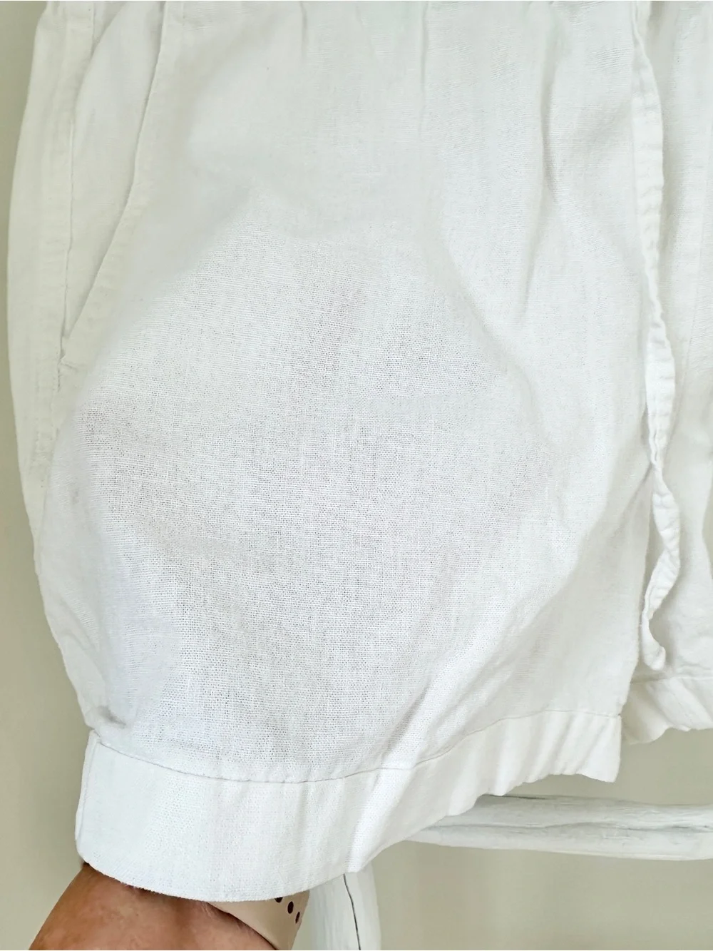 Old Navy White Drawstring Linen Blend 4” Shorts Size Large
